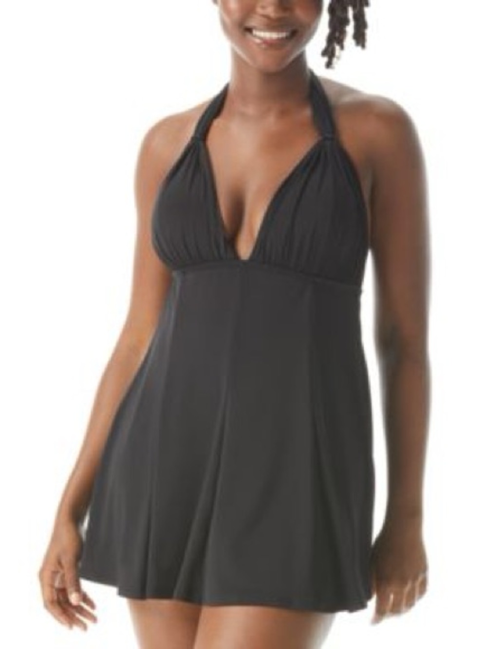 Contours by Coco Reef Phase Draped One Piece Halter Swim Dress Size 10 34C/D